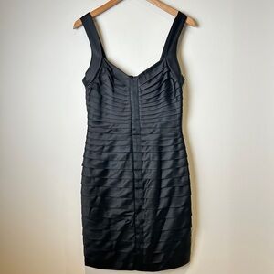 Calvin Klein Black Bandage-Style Sleeveless Bodycon Satin Cocktail Dress Carolyn